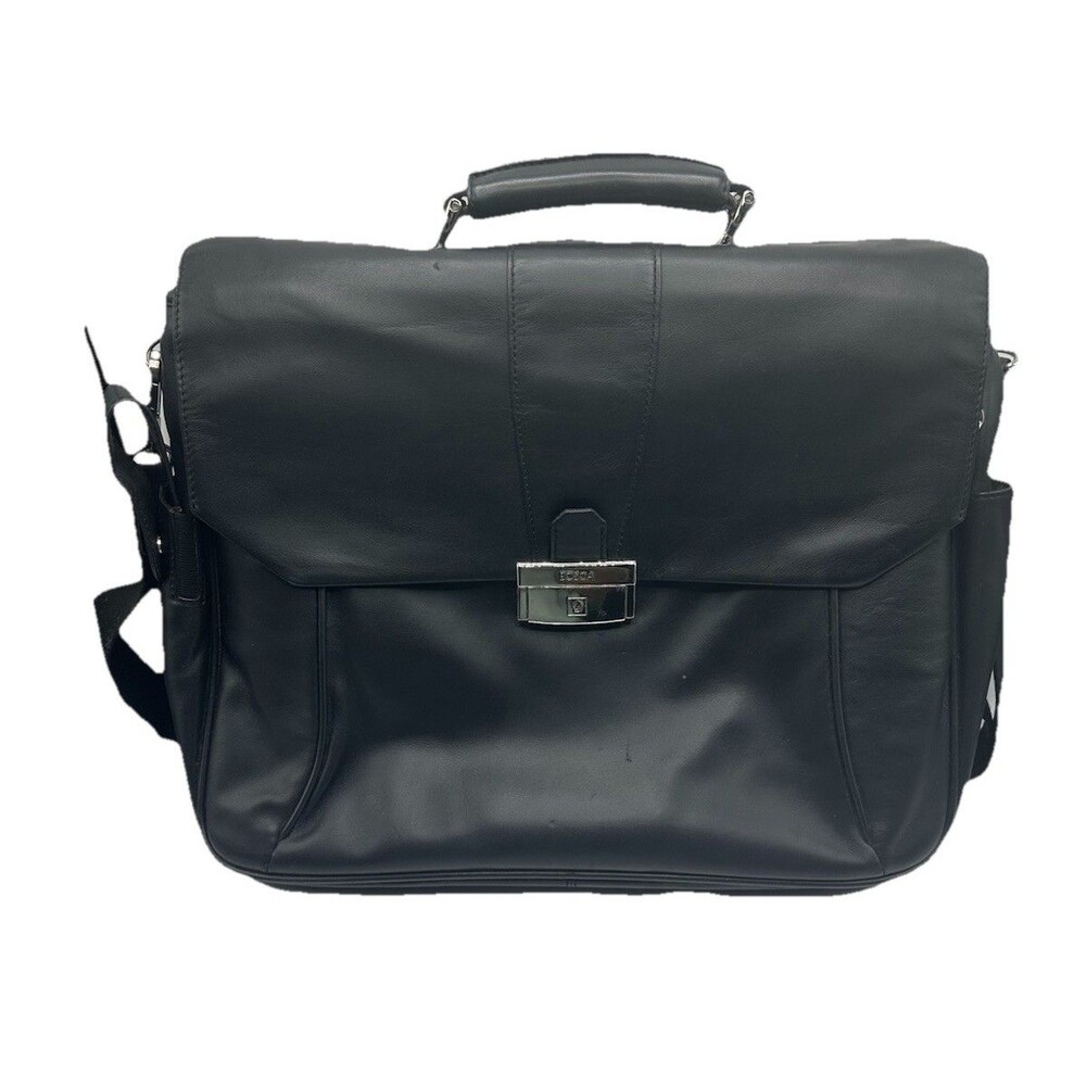 Vintage BOSCA Leather Gusset Flap Over Briefcase Attache Laptop Messenger Bag